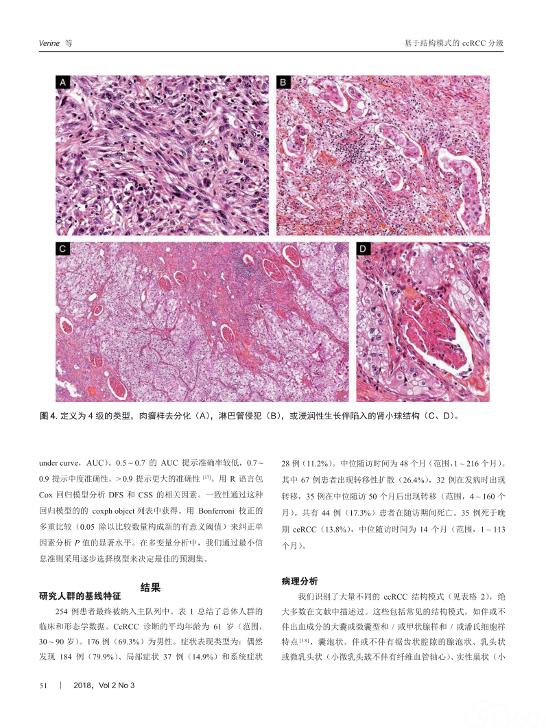 结构模式是透明细胞肾细胞癌预后评估的一种相关形态分级系统